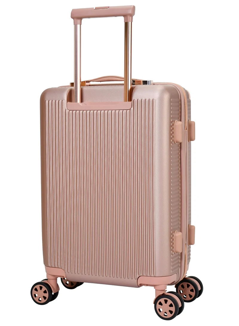 SENATOR Hard Case Carry On Luggage Trolley For Unisex ABS Lightweight 4 Double Wheeled Suitcase With Built In TSA Type Lock A5123 Rose Gold